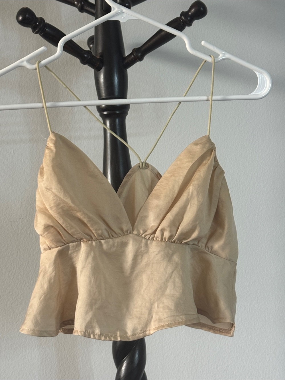 SHEIN Beige Satin Peplum Camisole 2.L4